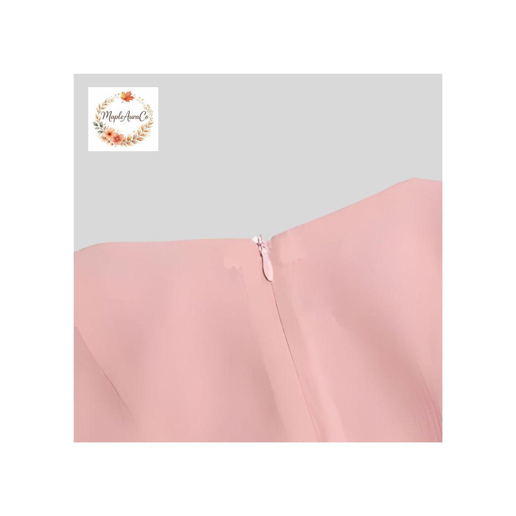 Elegant Ruffle Dress Women Knee Length A Line Flare Sleeve High Waist Button