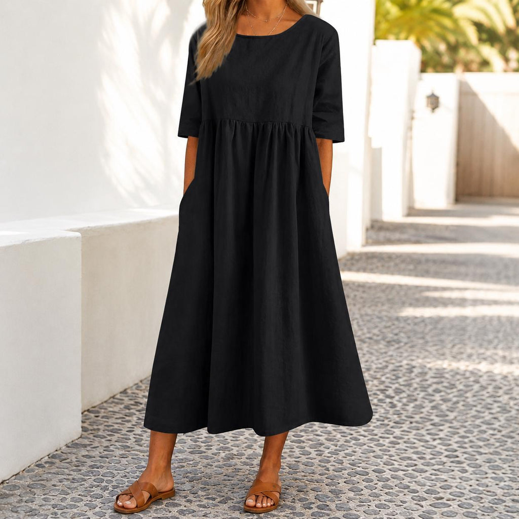 Womens Maxi Dress Casual Loose Fit Midi Dress with Pockets Boho Summer
