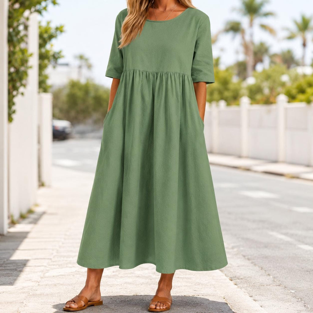 Womens Maxi Dress Casual Loose Fit Midi Dress with Pockets Boho Summer