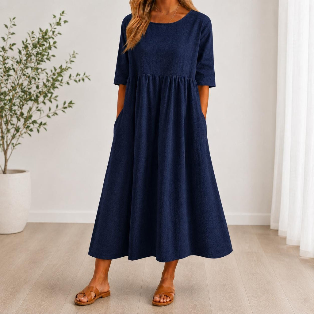 Womens Maxi Dress Casual Loose Fit Midi Dress with Pockets Boho Summer