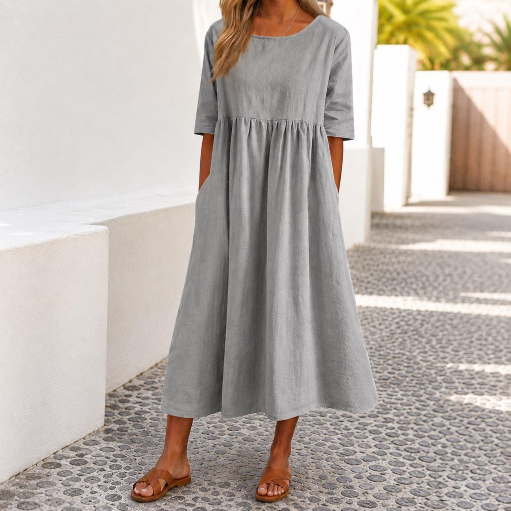 Womens Maxi Dress Casual Loose Fit Midi Dress with Pockets Boho Summer