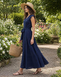 Sleeveless Linen Wrap Maxi Dress VERA, V Neck Linen Dress, Tie Waist Linen Dress, Flowy A-Line Summer Dress, Minimalist Dress