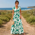 Floral Maxi Dress Women, Boho Summer Dress, V Neck Long Dress, Cottagecore Dress, Vacation Outfit, Flowy Wedding Guest Dress