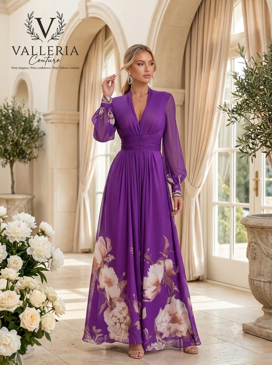 Floral Maxi Dress Women, Boho Maxi Dress, V Neck Dress, Long Sleeve Dress, Vacation Dress, A Line Summer Dress, Resort Wear