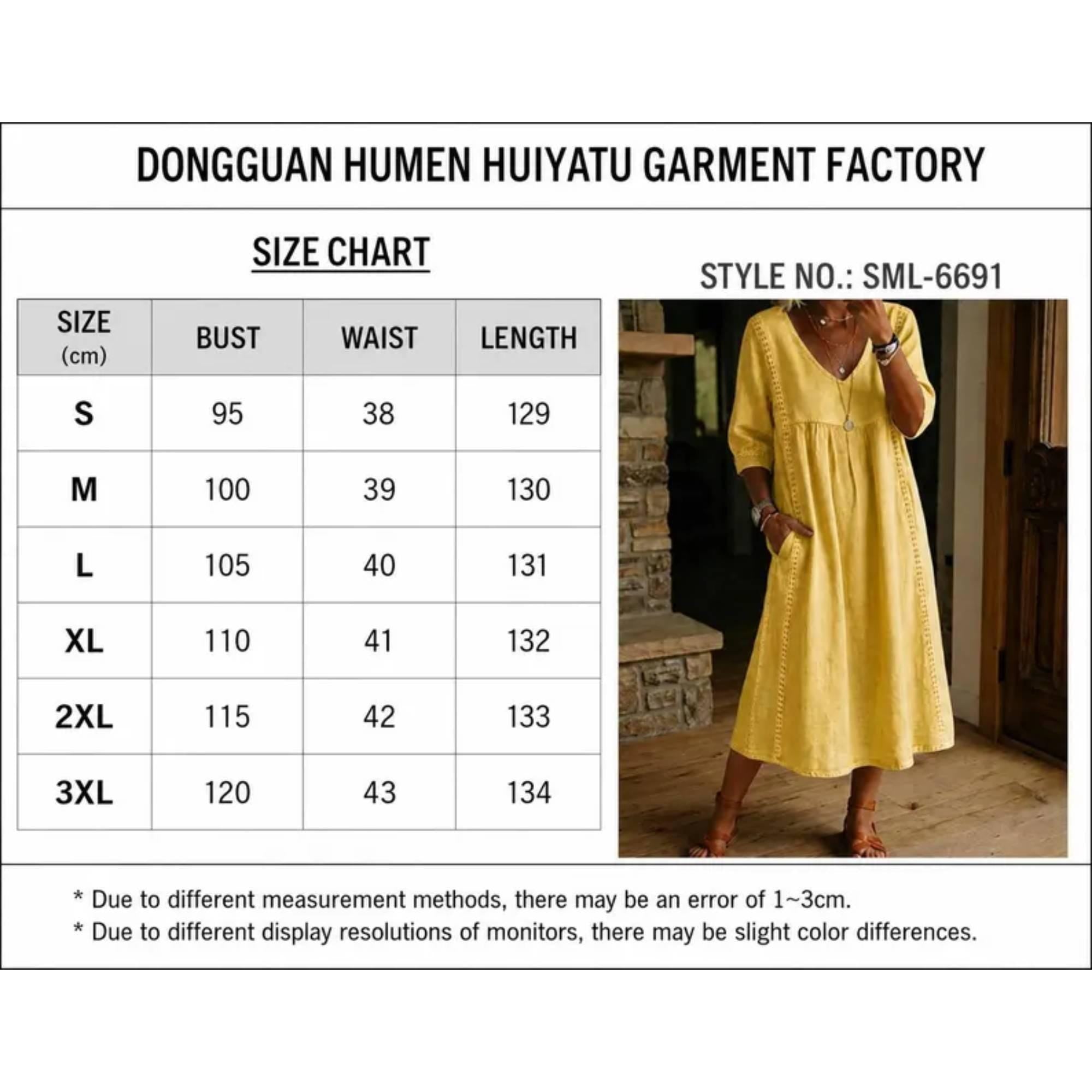 Linen Cotton Midi Dress with Pockets, V-Neck Boho Summer Robe